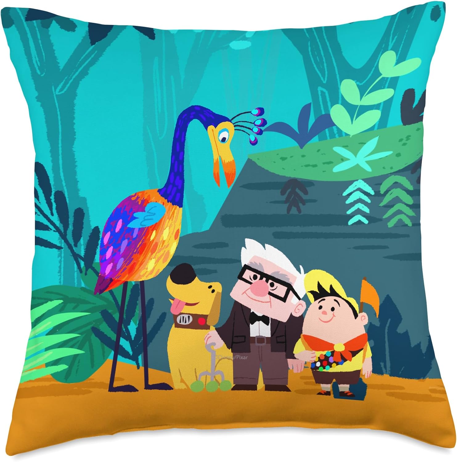 Disney and Pixar’s Up Carl Russell Dug Kevin Paradise Falls Throw Pillow