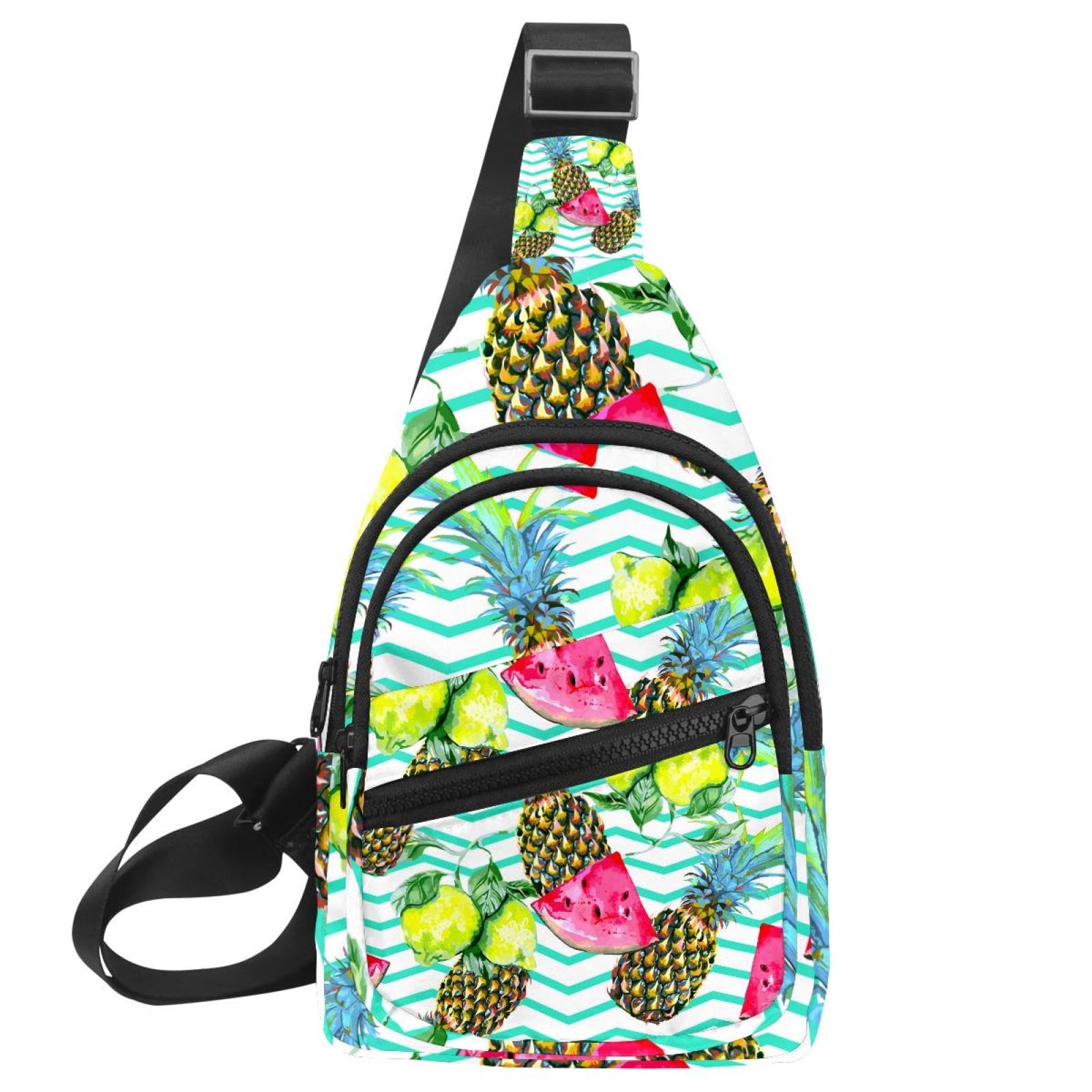 Sac à bandoulière motifs fruits 30x18cm pour voyage et randonnée