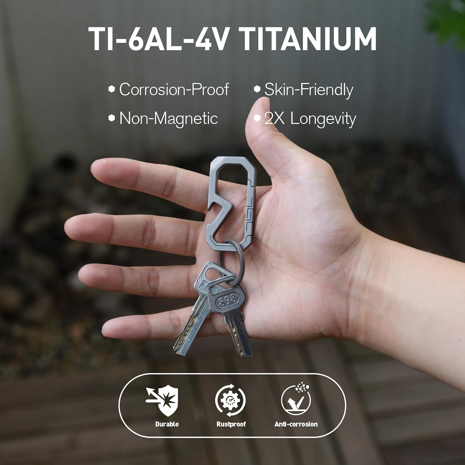 KEEPO LINK Titanium Keychain Carabiner Multitool with Bottle Opener, OLM07 | Ultralight EDC Key Organizer Multi-Tool with Screwdrivers, Pry Bar, Outdoor Survival Gear for Everyday Carry