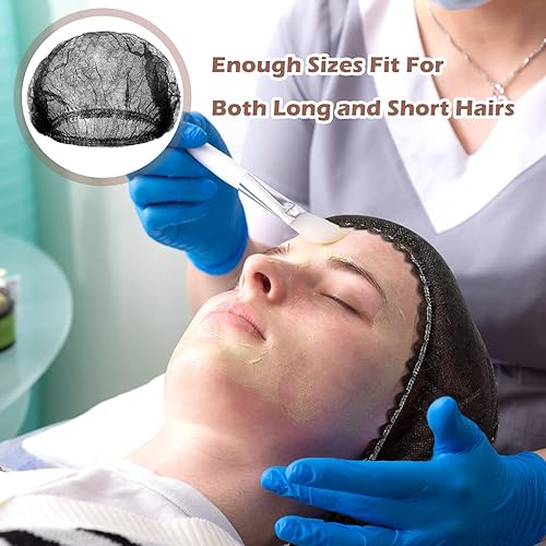Miniatura 41 de Yahenda 500 gorras desechables Bouffant a granel para el cabello, redecillas elásticas para el polvo, para servicio de alimentos, enfermeras, Azul
