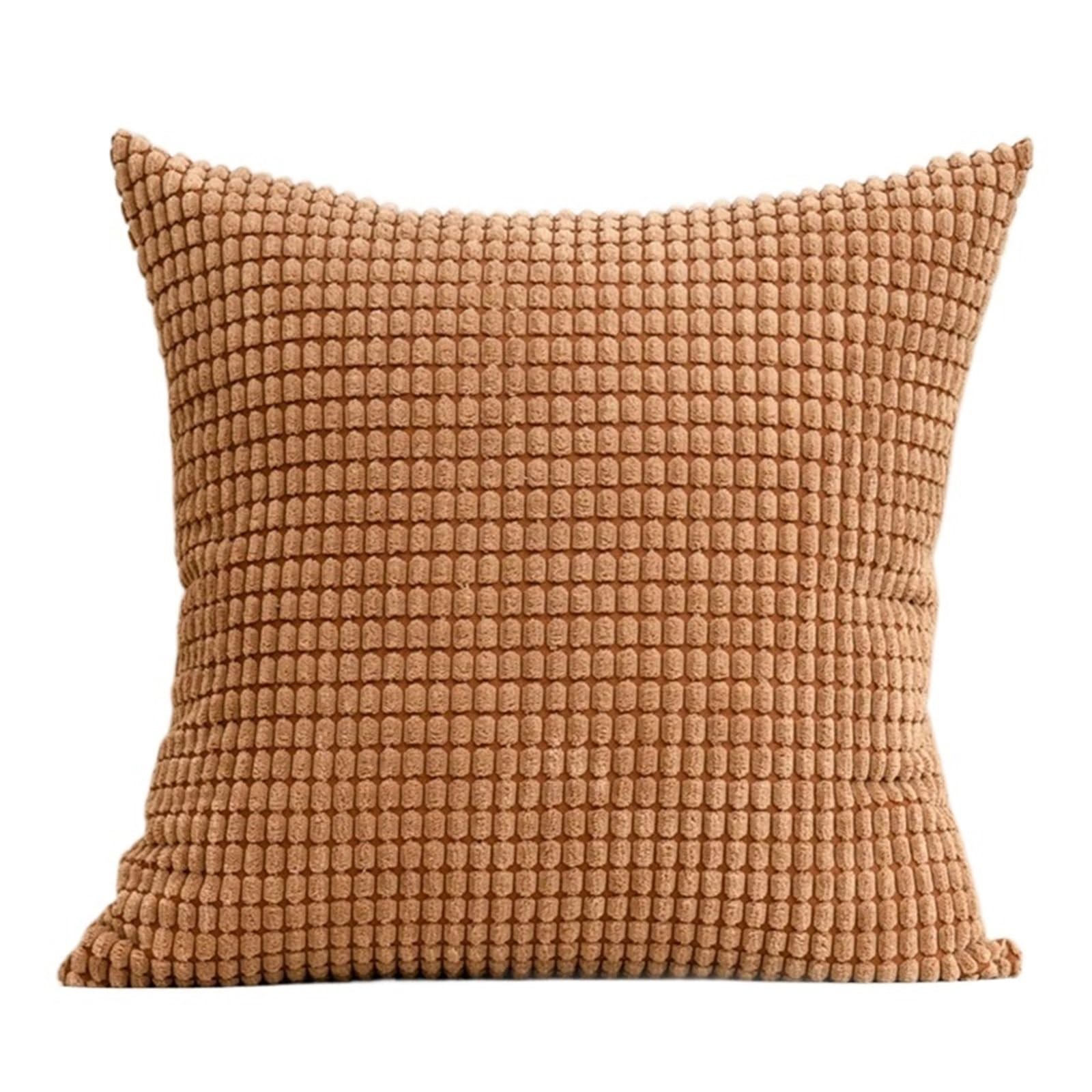 Corduroy Cushion Covers 1Pcs Soft Corduroy Corn Grain Home Decorative Cushion Cover 40/45/50cm Solid Color Throw Pillow Case For Bedroom Sofa Chair Car for Sofa Couch Bedroom(Light brown,45x45CM)