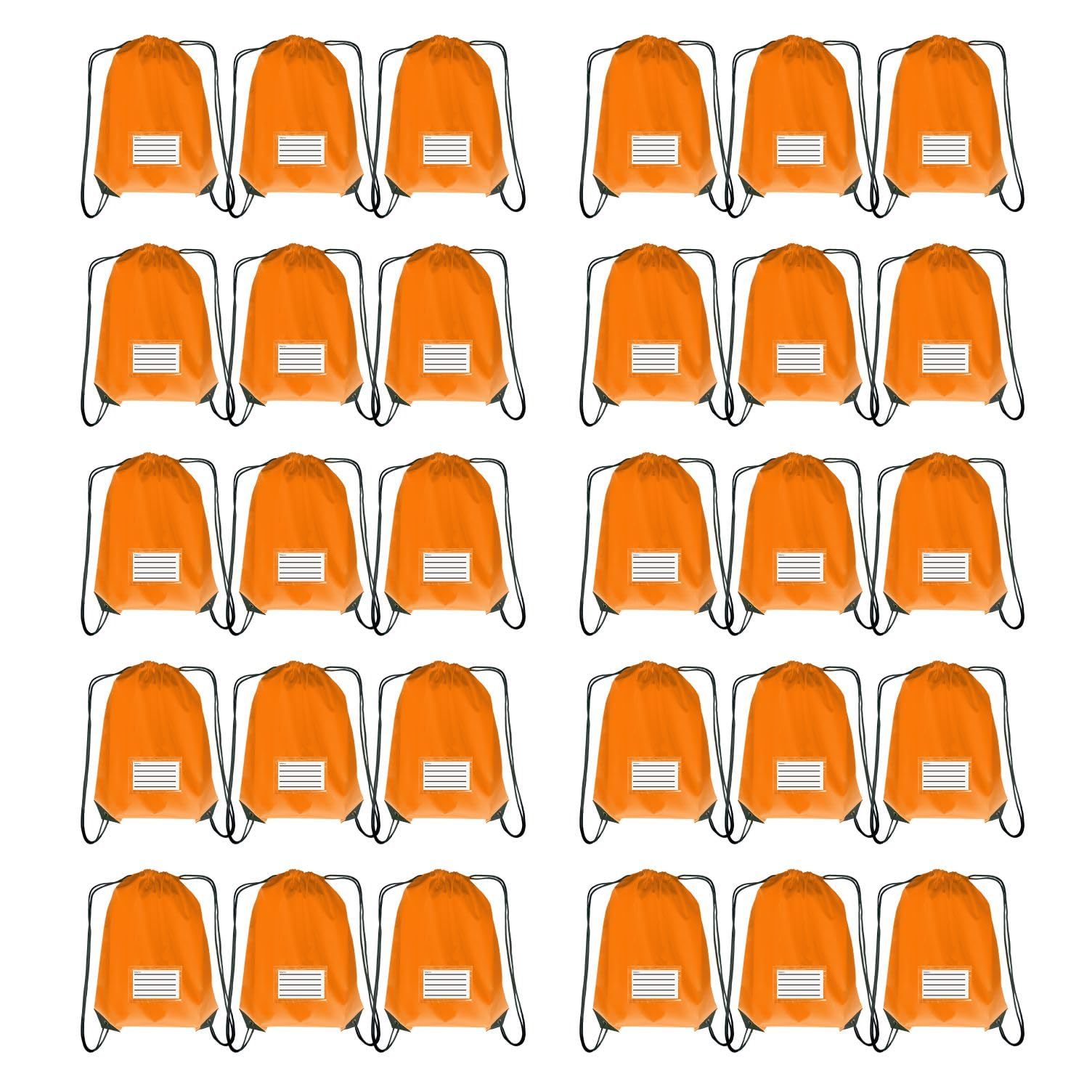 JohahaTim Drawstring Backpack Bulk 30 Packs Draw String Bags for Gym Sports Trip Pedestrianism Cinch Sack DIY for Women Men with Memo Card (orange)