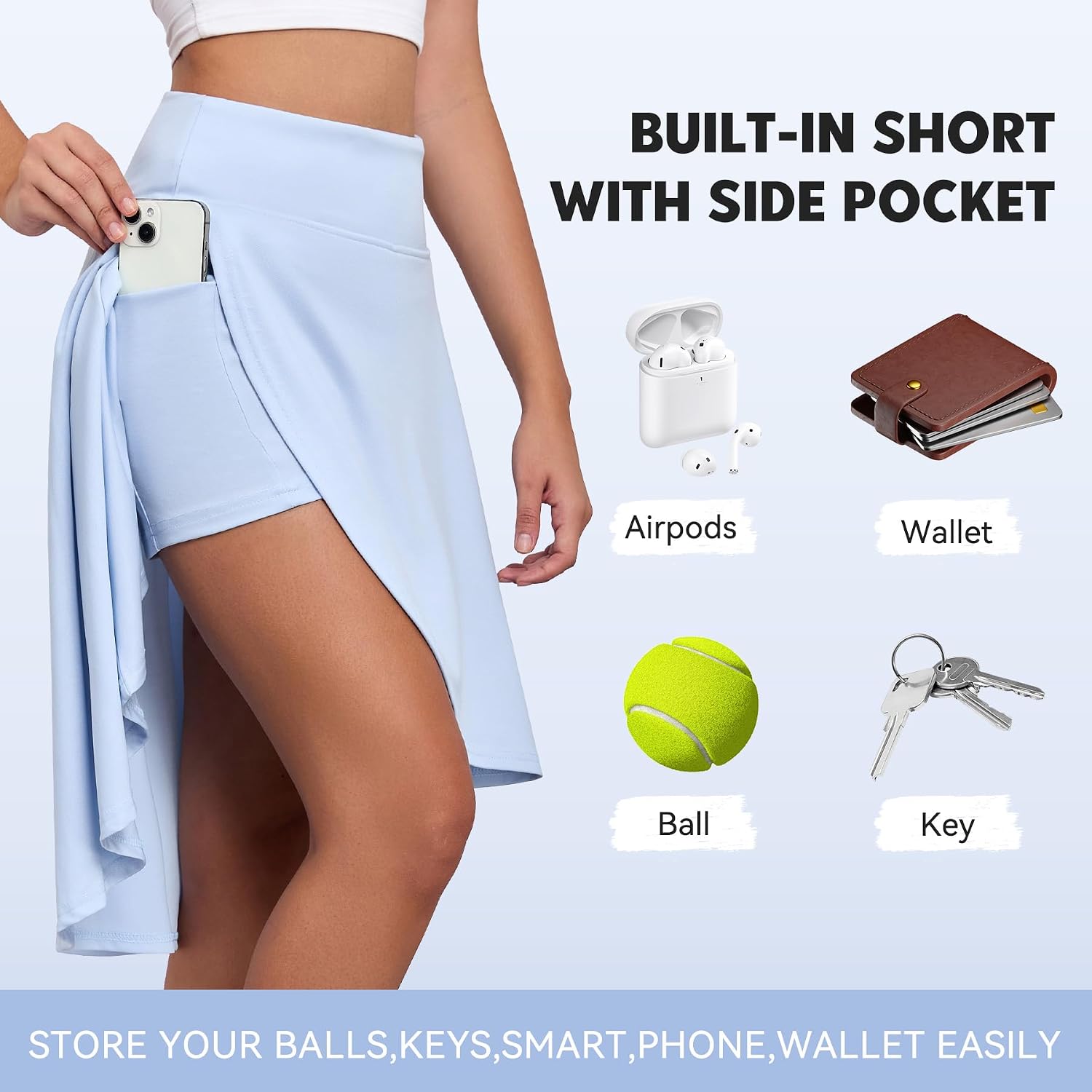 Zando Women's Wrap Skorts - High Waist Flowy with Shorts, Asymmetric Ruffle Hem High Low Midi Skirt