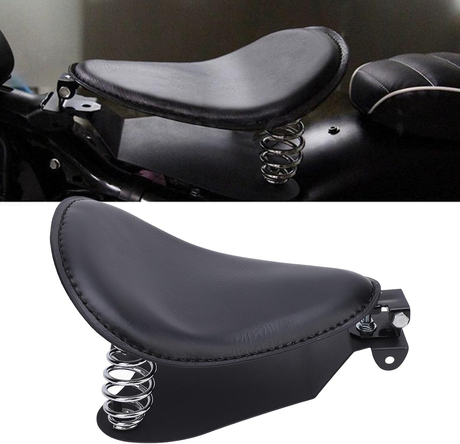 Motorcycle Backrest Pad Kits Motorcycle Solo for Seat Pad Cushion with Spring Bracket Kit Faux Strong Support Universal for Retro