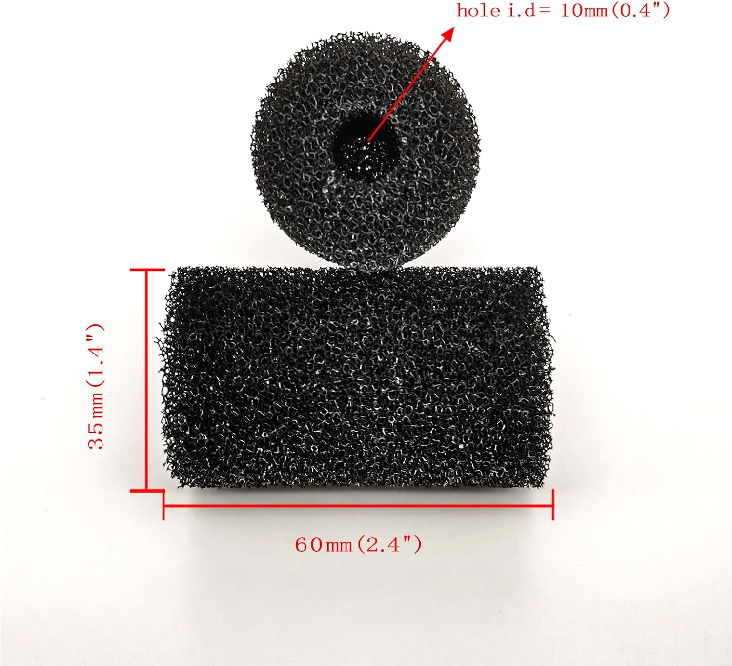 6X Pre-Filter Sponge for Aquarium Shrimp Fry Fish Tank Filter Pump Prefilter Sponge Replacement Foam Cover 2.4 X 1.4 Inch with 0.4" Hole Diameter image 2