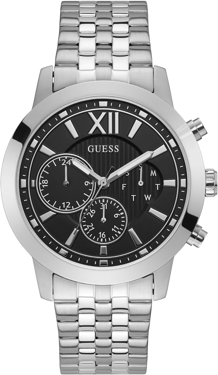 Guess Women's Gold-Tone + Black Multifunction Steel Bracelet Watch