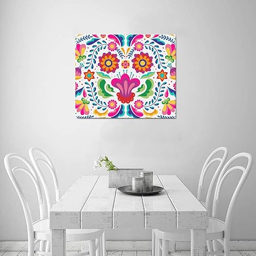 susiyo Lienzo impreso de 20 x 24 pulgadas, decoración de flores mexicanas, arte de pared para dormitorio, sala de estar