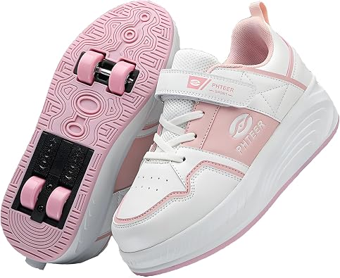 Outdoor Roller Skate Shoes for Kids, Parkour Roller Shoes with 4-Wheel & 2-Wheel Modes, Transformable Sneaker Skates for Boys, Versatile Roller Skating Footwear