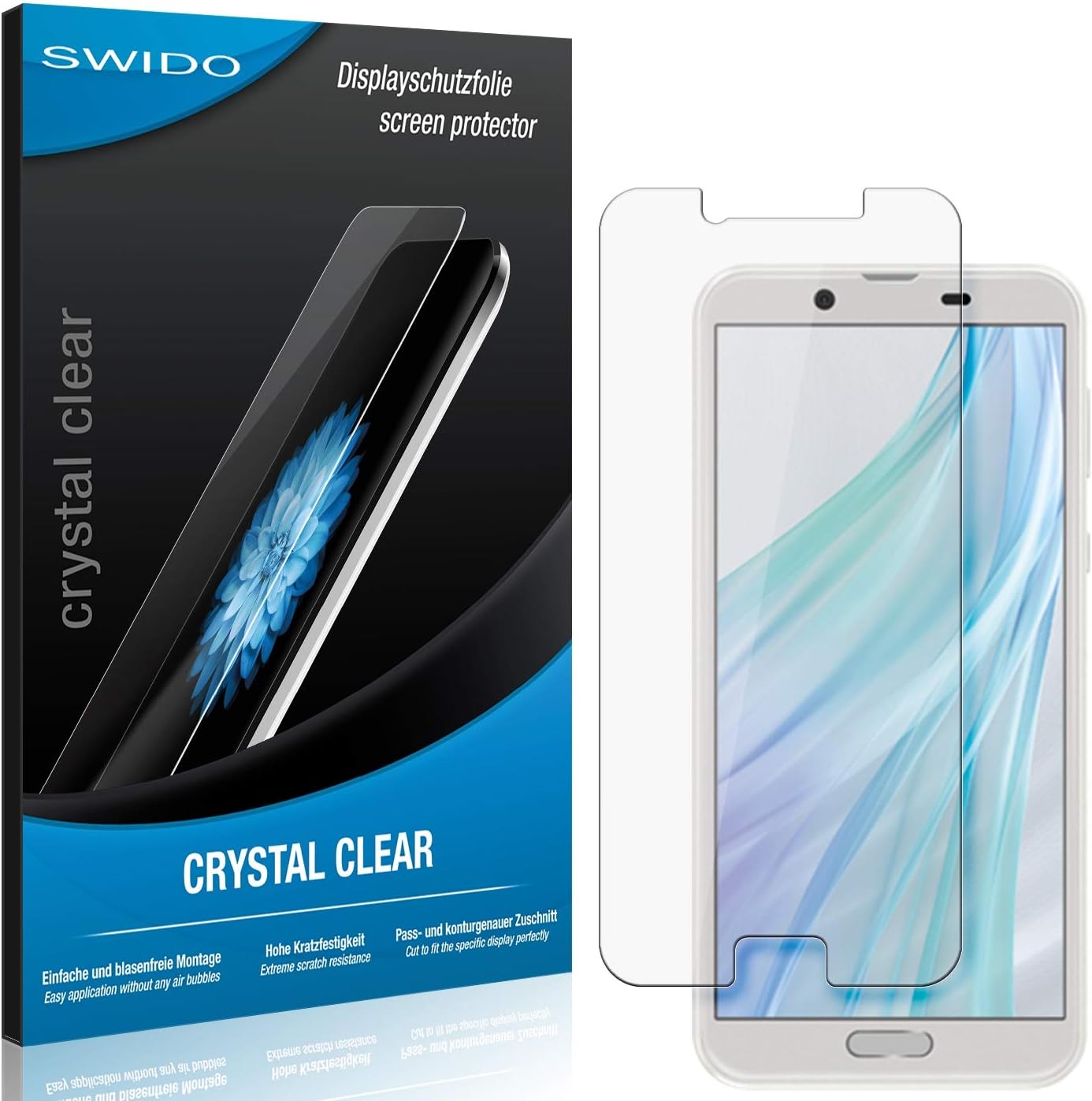 SWIDO Screen Protector for Sharp Aquos Sense 2 [Pack of 2] Crystal Clear, High Hardness, Protection Against Oil, Dust and Scratches/Film, Glass Film, Screen Protector, Tempered Glass Film