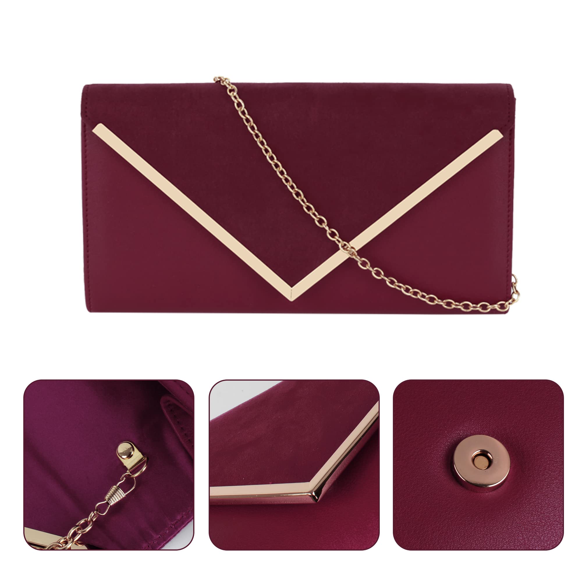 Pochette élégante en velours pour femme - Sac à main avec chaîne - Pour mariage, bal de fin d'année, fête