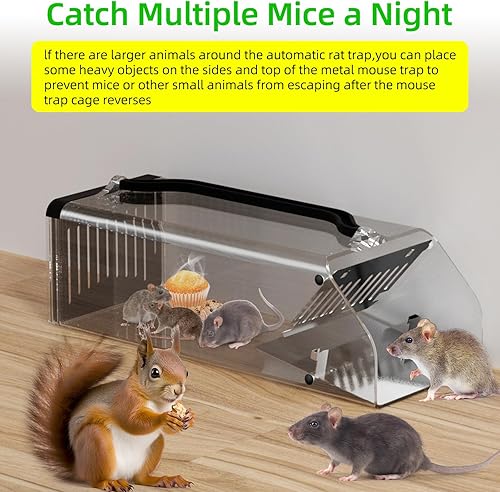 Miniatura 3 de Trampas humanas para ratones en interiores para el hogar, trampas grandes de 12 pulgadas para ratas vivas sin matar para uso en interiores y