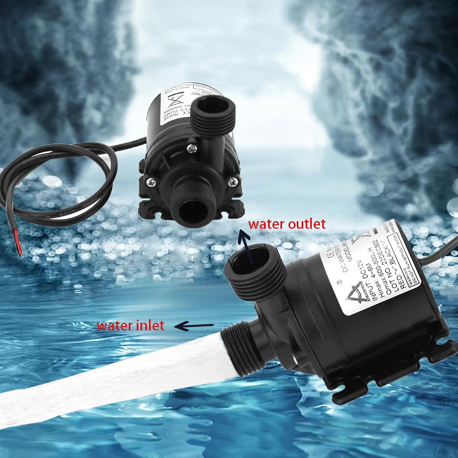 Mini Brushless Submersible Water Pump - NeilBee 12v Ultra Quiet Motor Micro Water Cooling Pump, Multifunction Threaded Water Pump, Submersible Pump for Aquaponics Garden Fountain