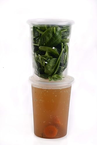 Miniatura 2 de Contenedores de plástico de 32 onzas con tapas, 50 unidades, recipientes redondos perfectos para almacenamiento de alimentos, control de porciones,