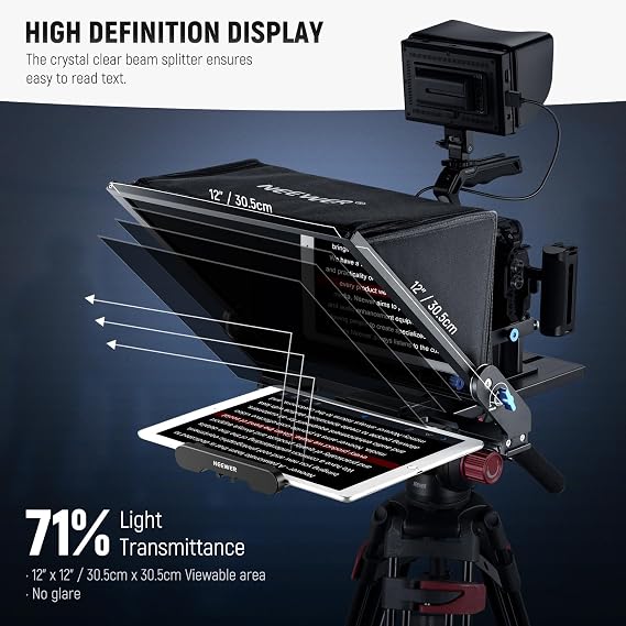 NEEWER Teleprompter X17 II w RT113 Remote/App Control, 17 HD Beamsplitter