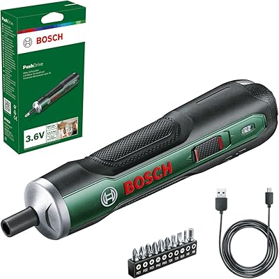Bosch Akkuschrauber PushDrive Starter Set (3,6V; 1,5Ah; 5,0 Nm; 10x Schraubendreher-Bits; mit Mikro-USB-Kabel; im Karton)
