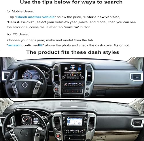 Miniatura 2 de Yiz Cubierta de tablero de salpicadero, alfombrilla de ajuste personalizado para Nissan TitanTitan XD con sensor (gris oscuro) J144