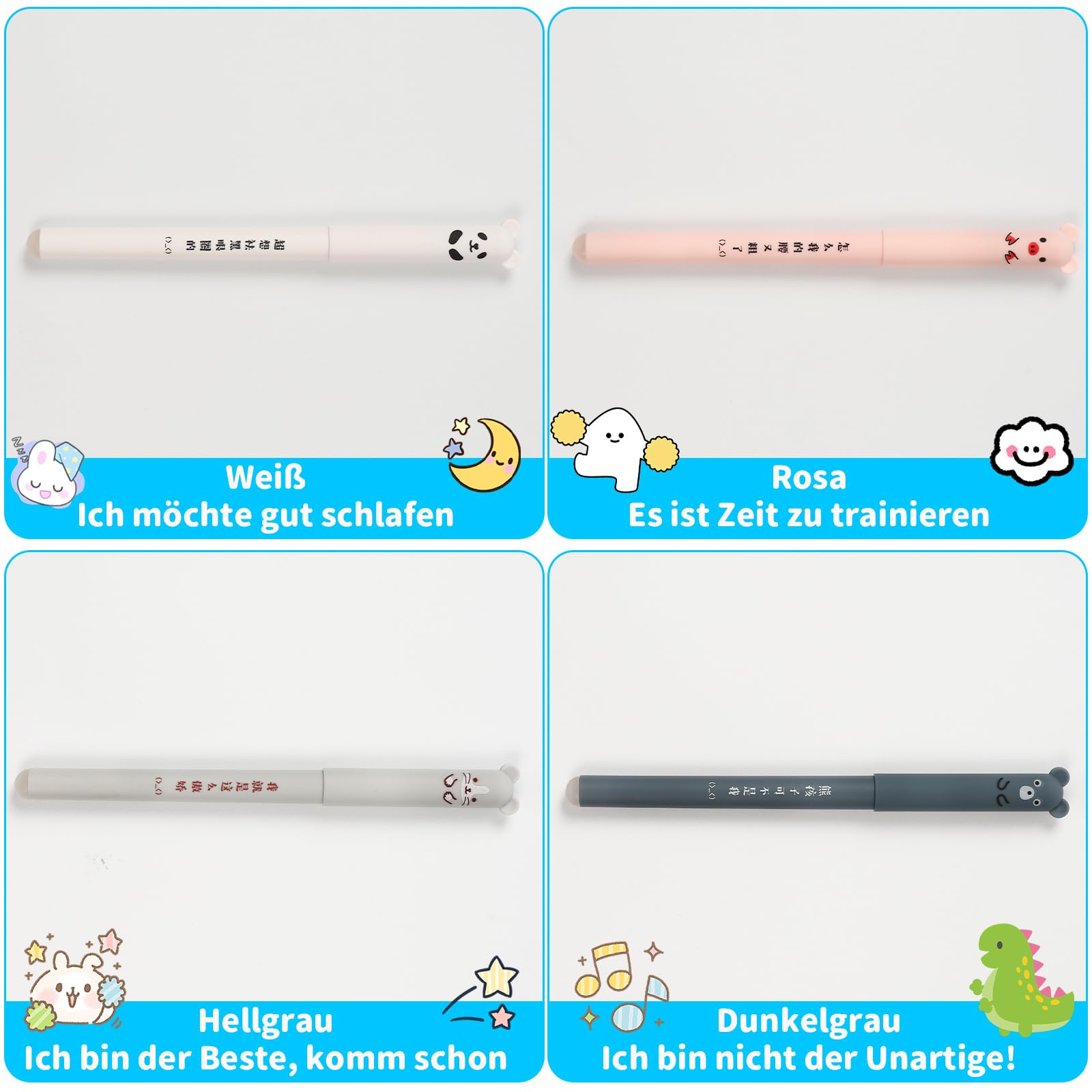 WUFANC Set di Penne Cancellabili per Scuola Elementare - 12 Penne a Sfera Cancellabili + 24 Ricarica Penna Cancellabile - Penna Cancellabile da 0,5 mm, Cose per La Scuola