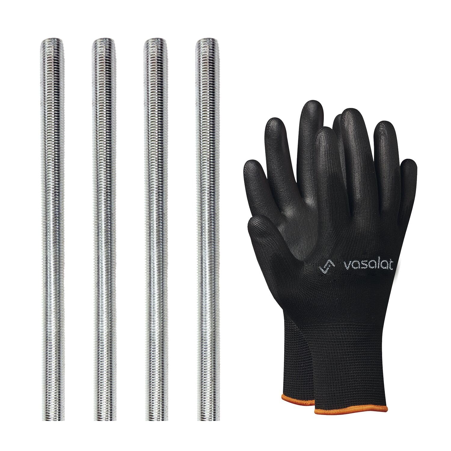 vasalat Varilla roscada M10 1000 mm galvanizada, clase de resistencia 8.8, DIN 976, 4 unidades