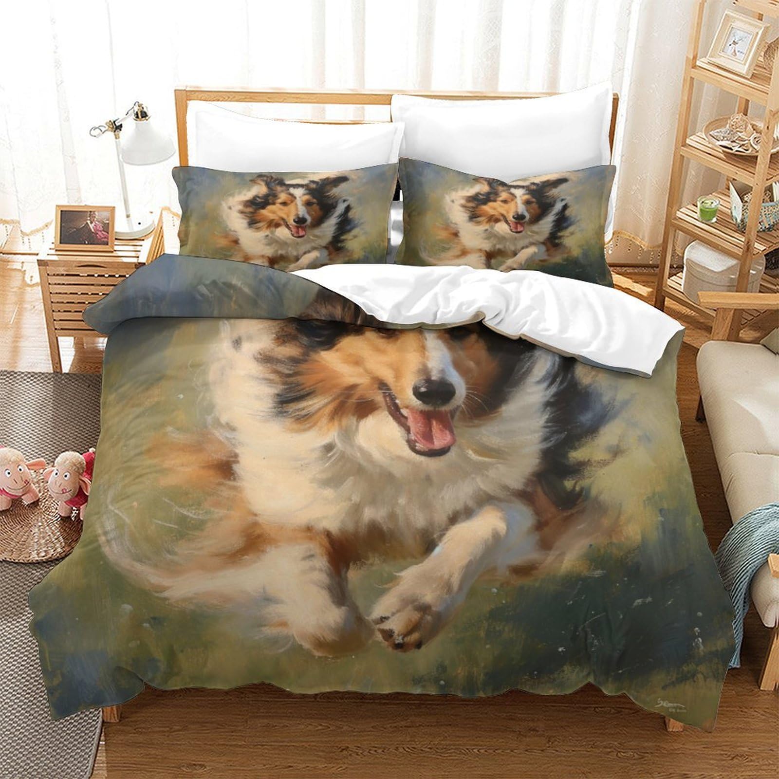 Housse de couette motif chien de berger pour une chambre nature et cocooning