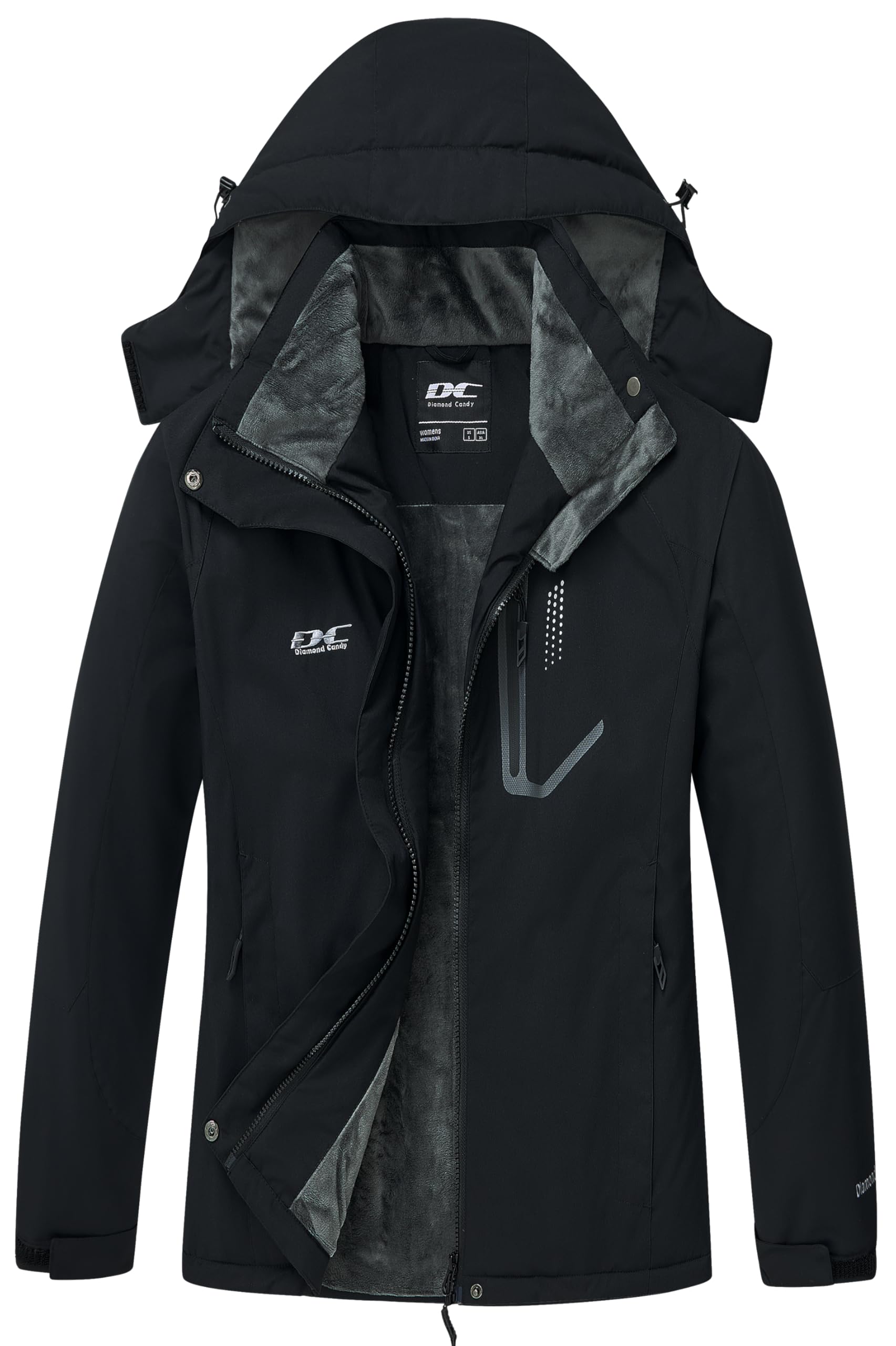 Diamond Candy Women's Winter Ski Jacket Hooded Windproof Warm Jackets Snow Waterproof Rain Coat