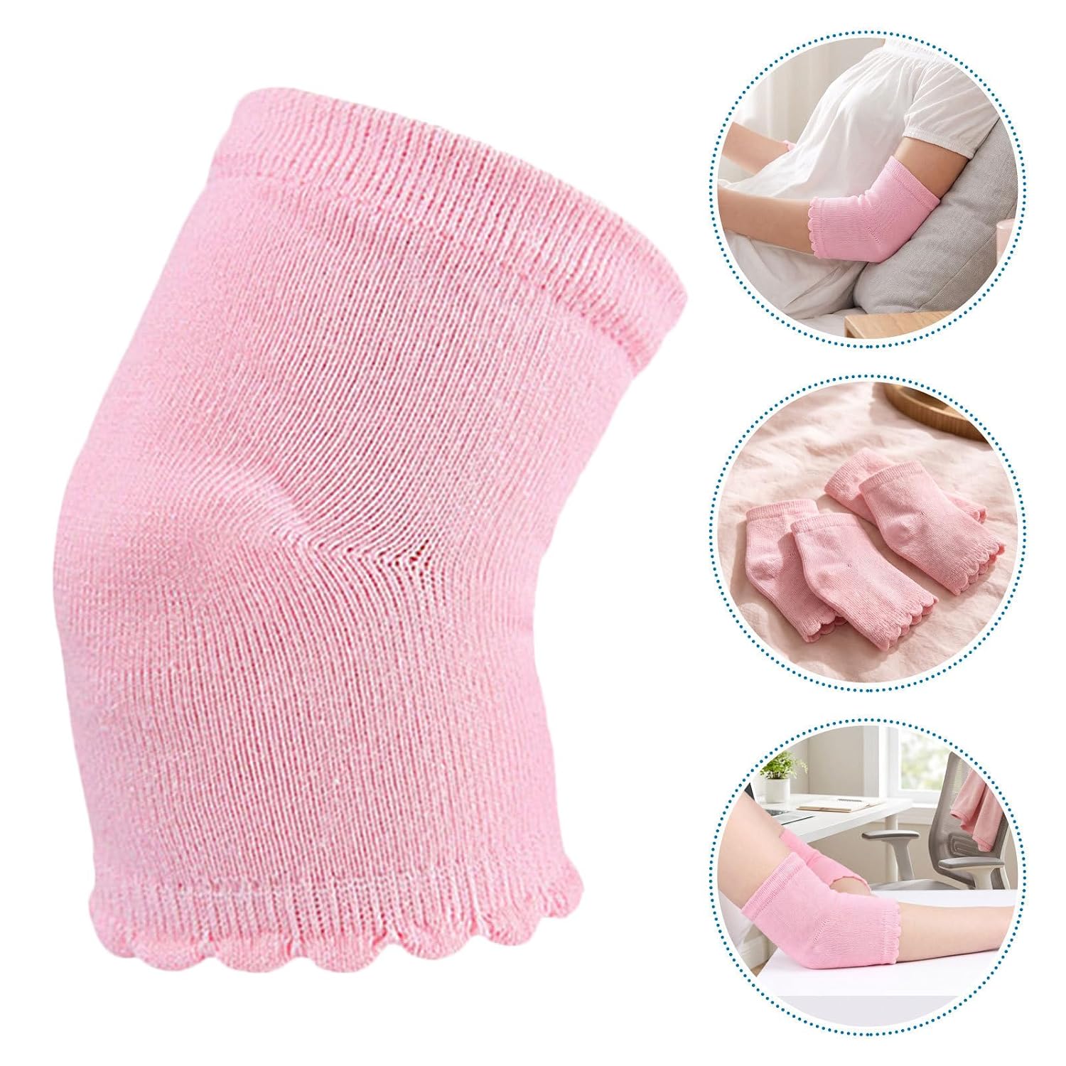 Kichvoe 5 Pairs Moisturizing Gel Sleeves Protector for Heels and Feet, Pink