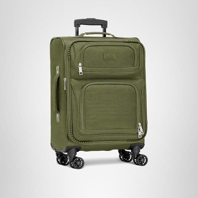 Rolling Carry-on Suitcase, 4-Wheel Set, Green