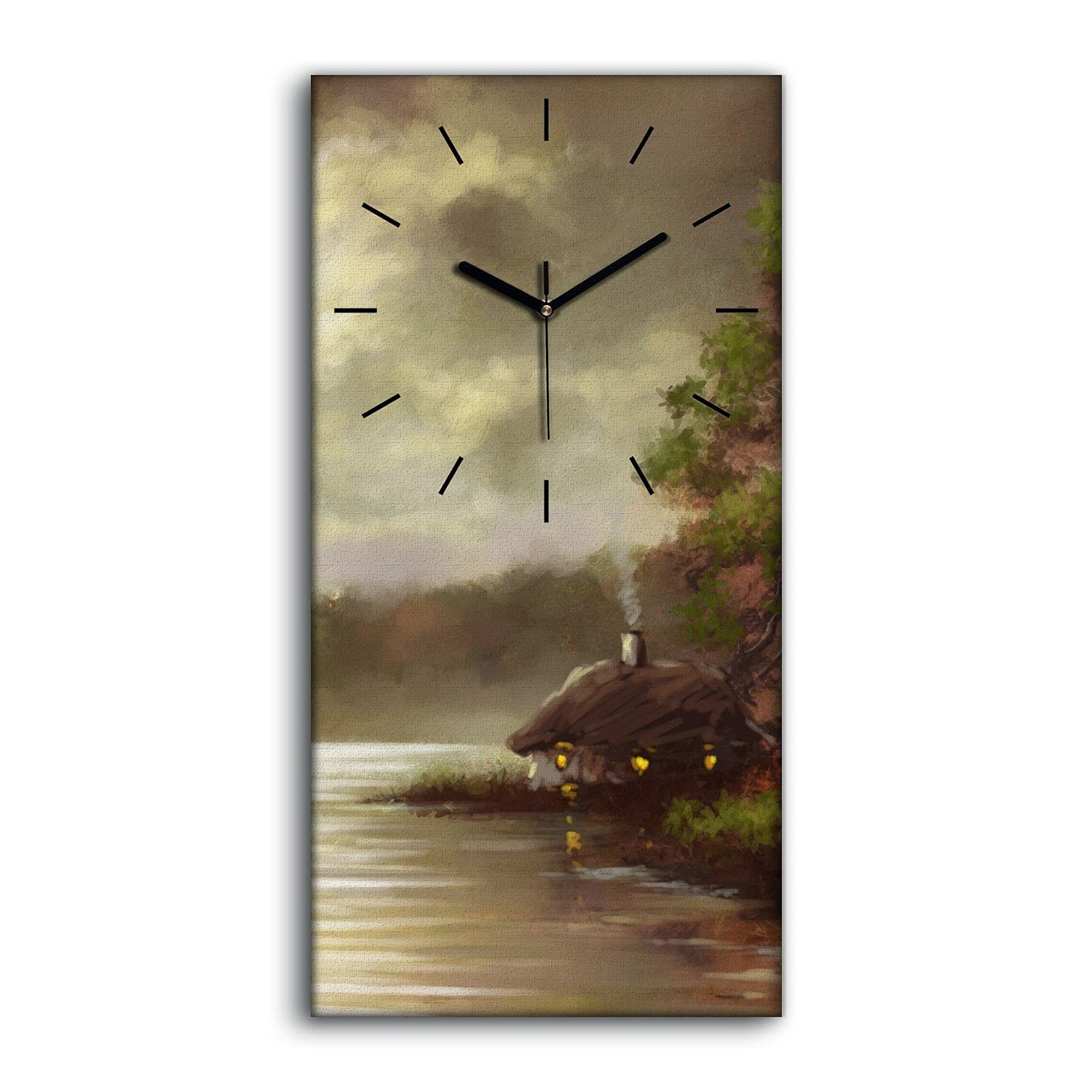 Horloge Silencieuse Toile 30x60cm pour Dormir sans Bruit Déco Murale Chambre