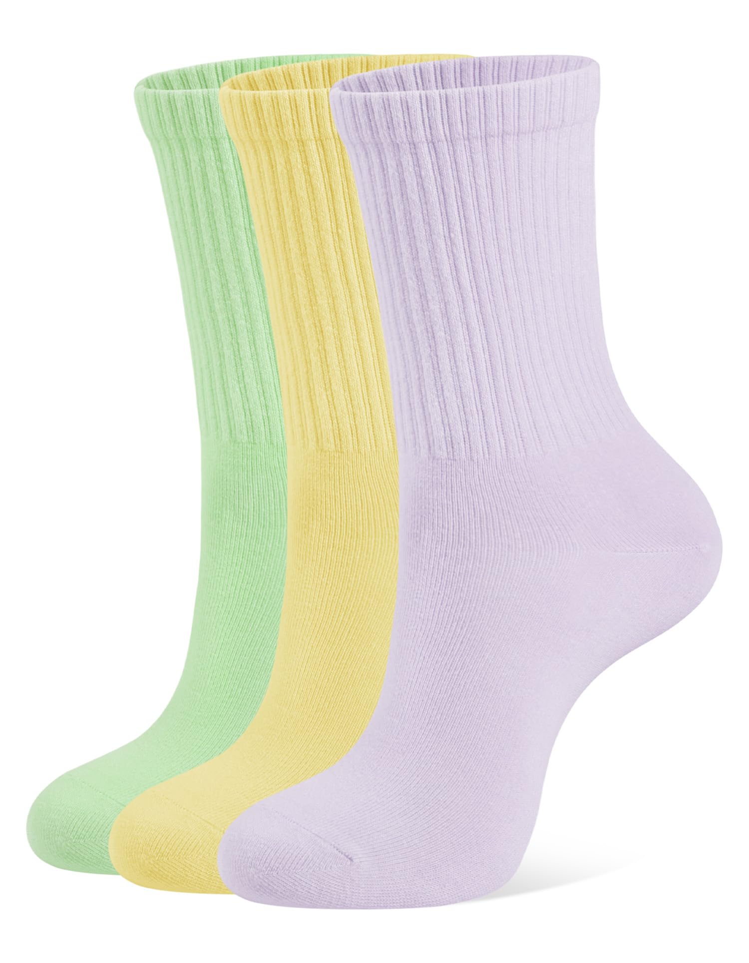 Womens Crew Socks, Soft & Breathable Calf Socks, 3/5 Pairs