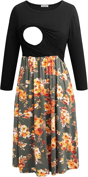 Smallshow Nursing Dresses 3/4 Sleeve Breastfeeding Dress for Women - 5