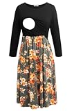 Women's Maternity Nursing Dress 3/4 Sleeve Dress for Breastfeeding