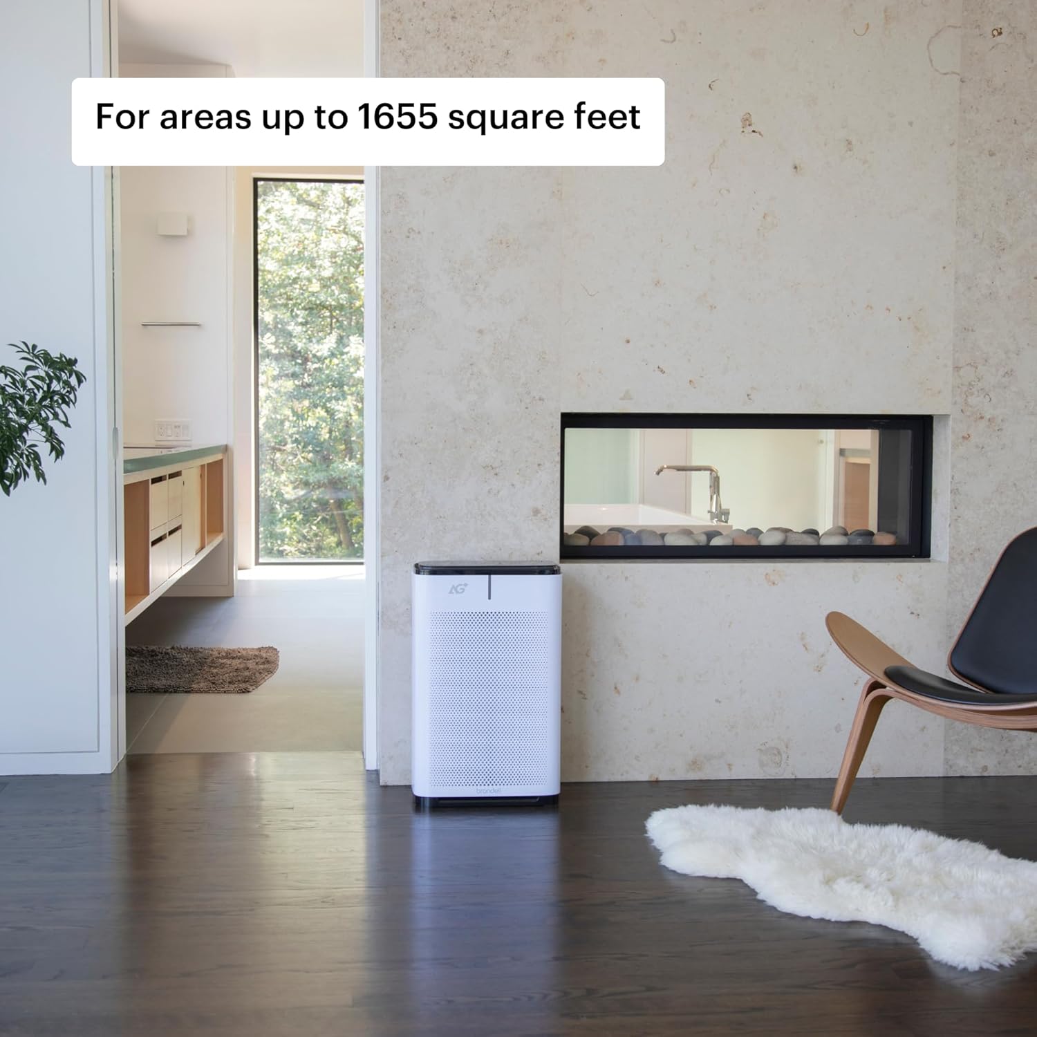 Brondell P700BB-W Pro Air Purifier Clean Air Filter With Aurabeat AG+ Technology for Bedroom, Home Office, Reduces Odor from Smoke and Pets, Includes Filters, 1655 Square Feet, White