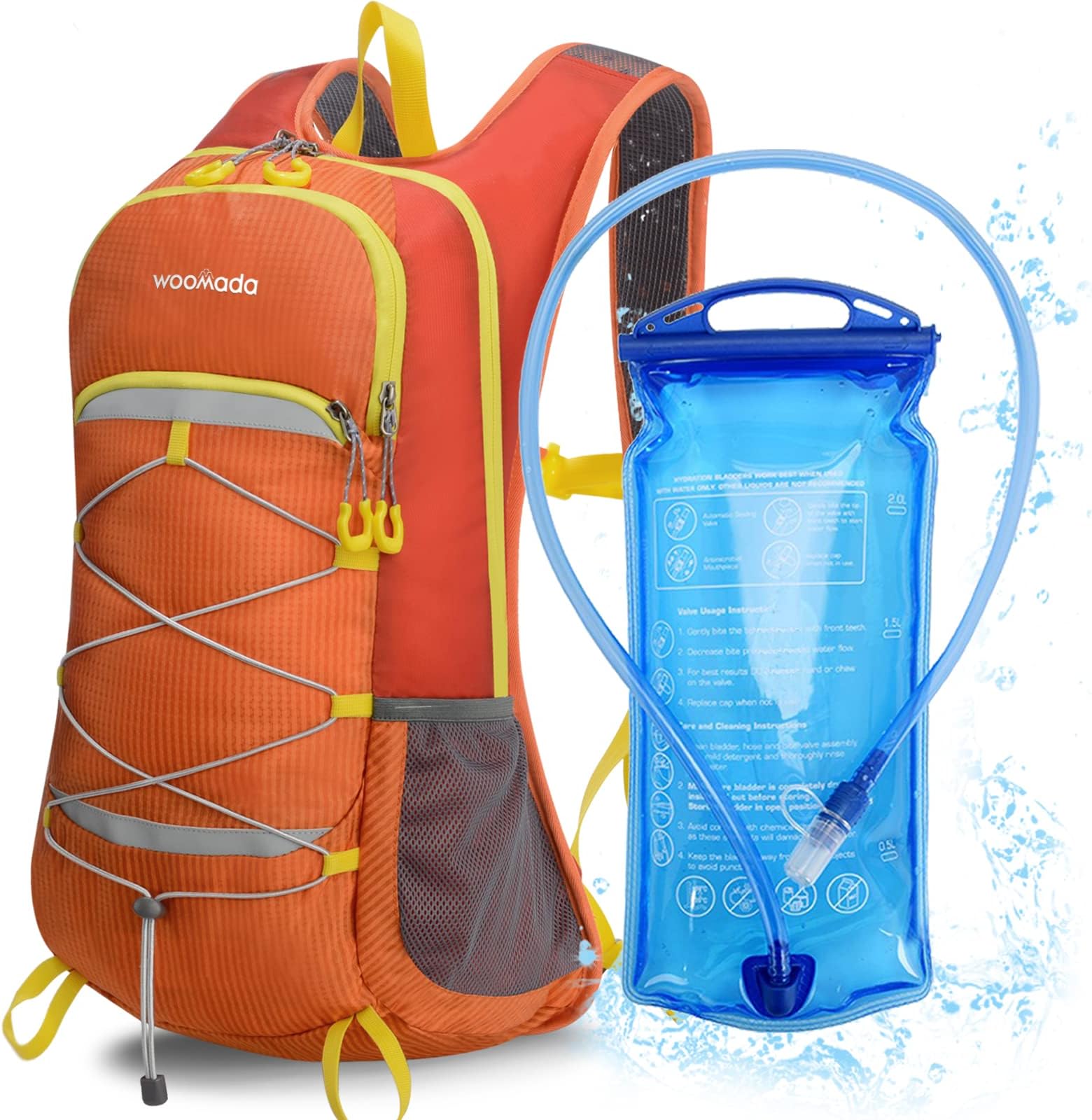 WOOMADA Hydration Backpack Hiking Water Backpack with 2 Liter BPA Free Water Bladder for Women Men Running Vest for Hiking Essentials Accessories Lightweight Bag for Hiking Running Cycling Camping