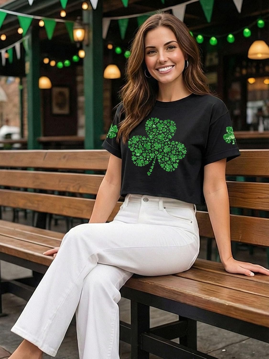 St Patricks Day Shirt Women Pattys Day Crop Top Irish Shamrock Tshirt Lucky Short Sleeve Tops - Image 6