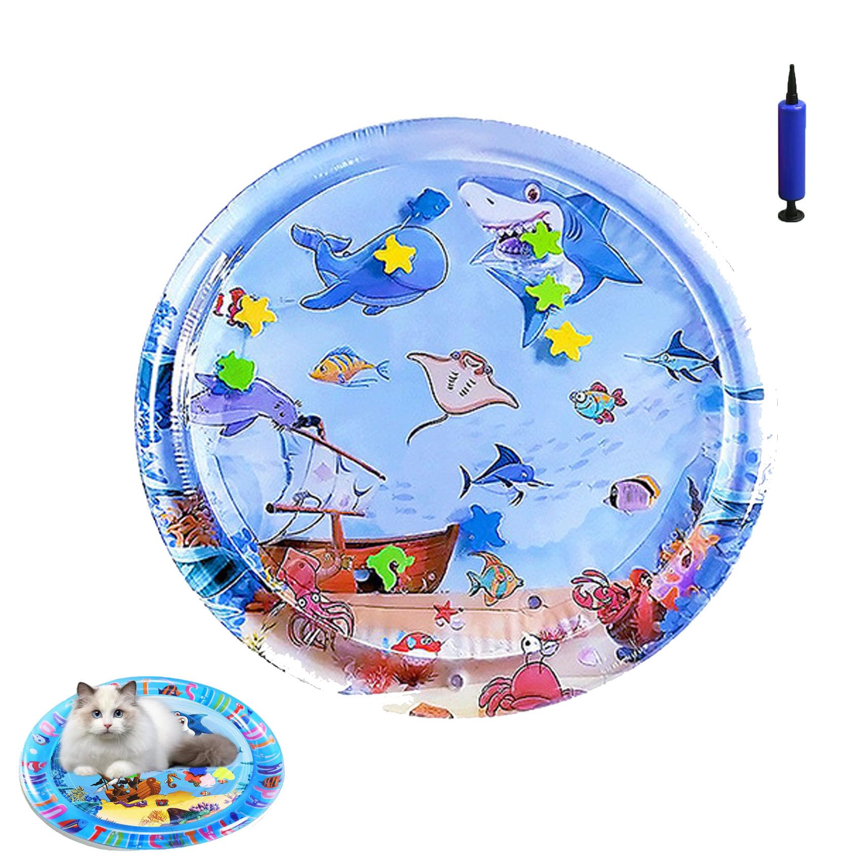 Pet Water Bed, Interactive Sensory Pad with Floating Fish, Cooling Mat for Dogs/Cat (G,Small) โ image 1