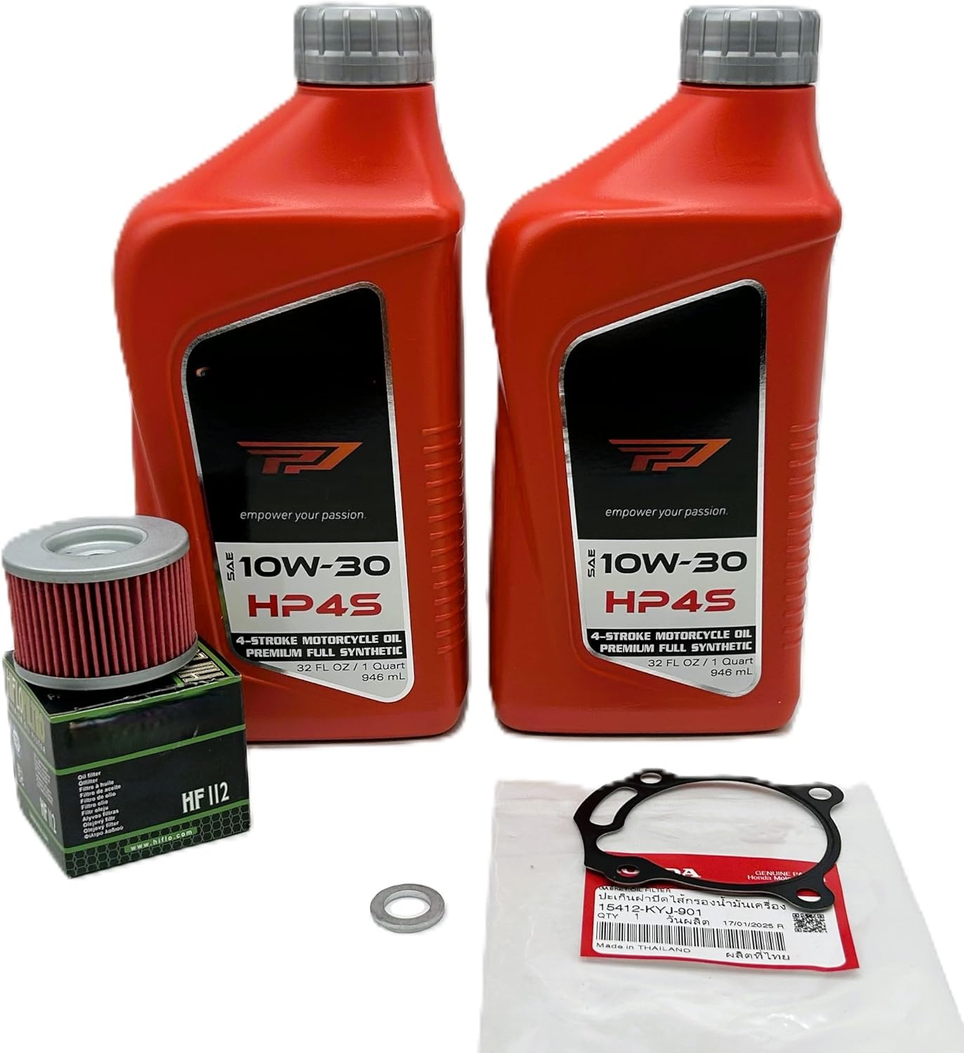 Oil Change Kit Compatible with Honda CRF250L 2013-2020, CRF300L 2021-2024 – Full Synthetic 10W30 Oil 2 Qts + OEM Filter, Gasket & Crush Washer