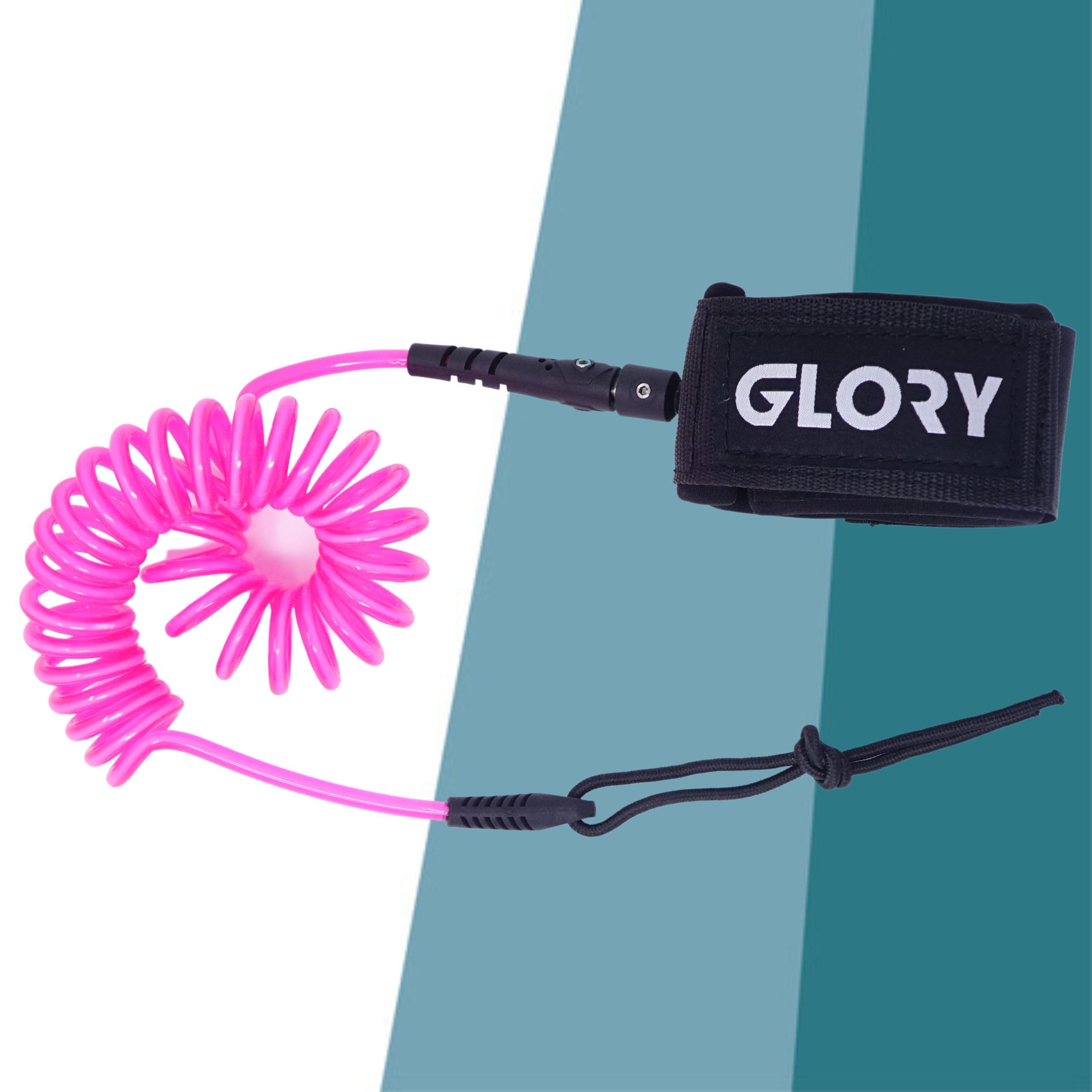 SUP Stand Up Paddler Leash - Premium Safety Lead for Stand Up Paddle Boards - Rolled Coil Leash with Comfortable Foot Loop - Stainless Steel Swivel - Extremely Robust - 7mm, Pink