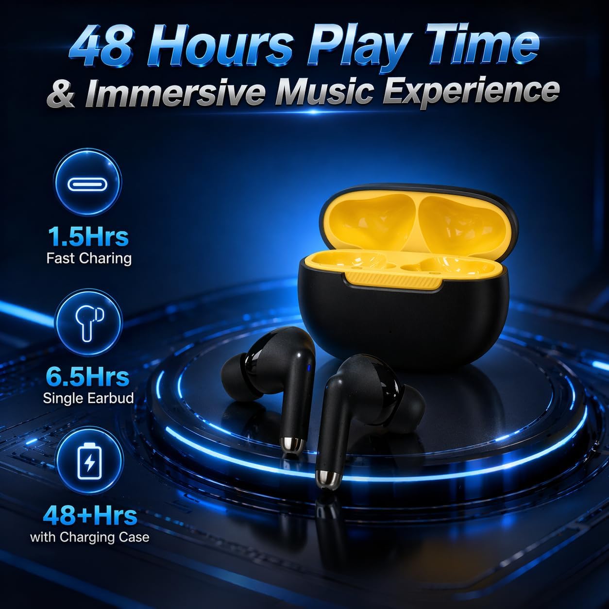 Wireless Earbuds,48H Playtime,Bluetooth 5.3 Headphones Bass Stereo image 5