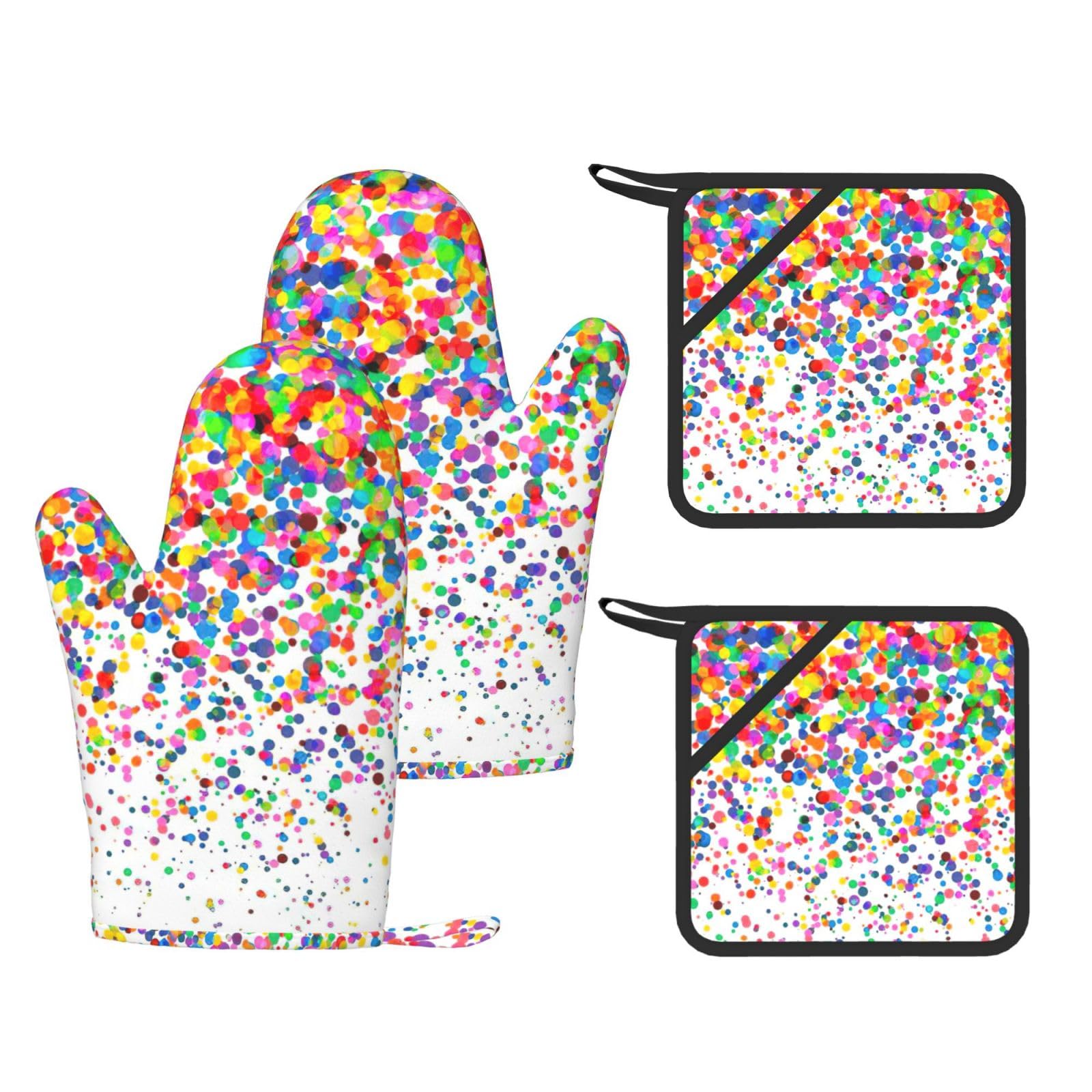 Gants résistants à la chaleur pour le four lot de 4 maniques à pois