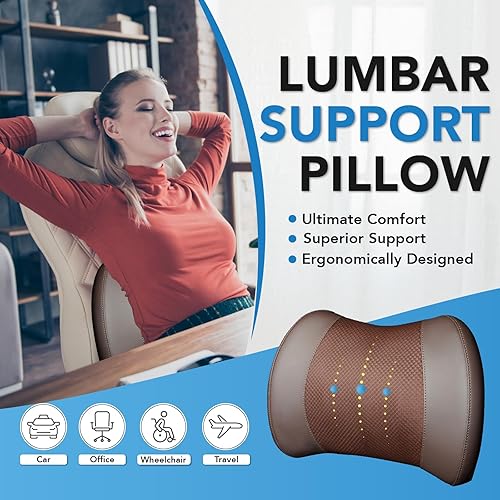 Miniatura 106 de Almohada de apoyo lumbar para automóvil, almohada lumbar de espuma viscoelástica para aliviar el dolor de espalda baja - Cojín de espalda para Negro