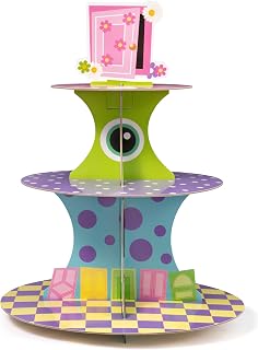 Cartoon Monster Cupcake Stand - 3 Tier Dessert Holder Decoration | Monster Cardboard Cake Stand for Birthday Party Decorations, Cartoon Cupcake Display for Boys Girls Birthday Supplies