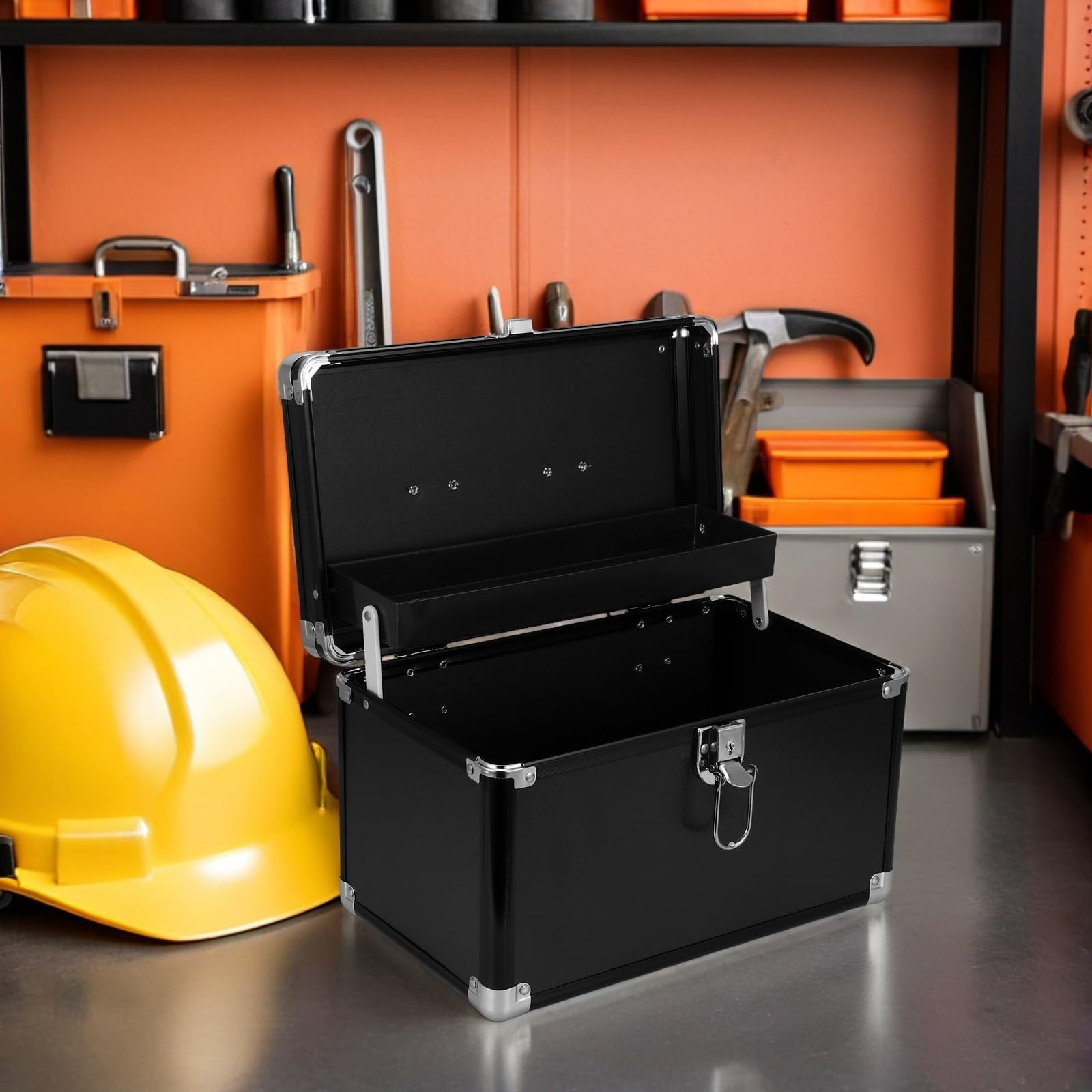 BESPORTBLE Boîte à Outils en Alliage D’Aluminium Noir à 2 Niveaux