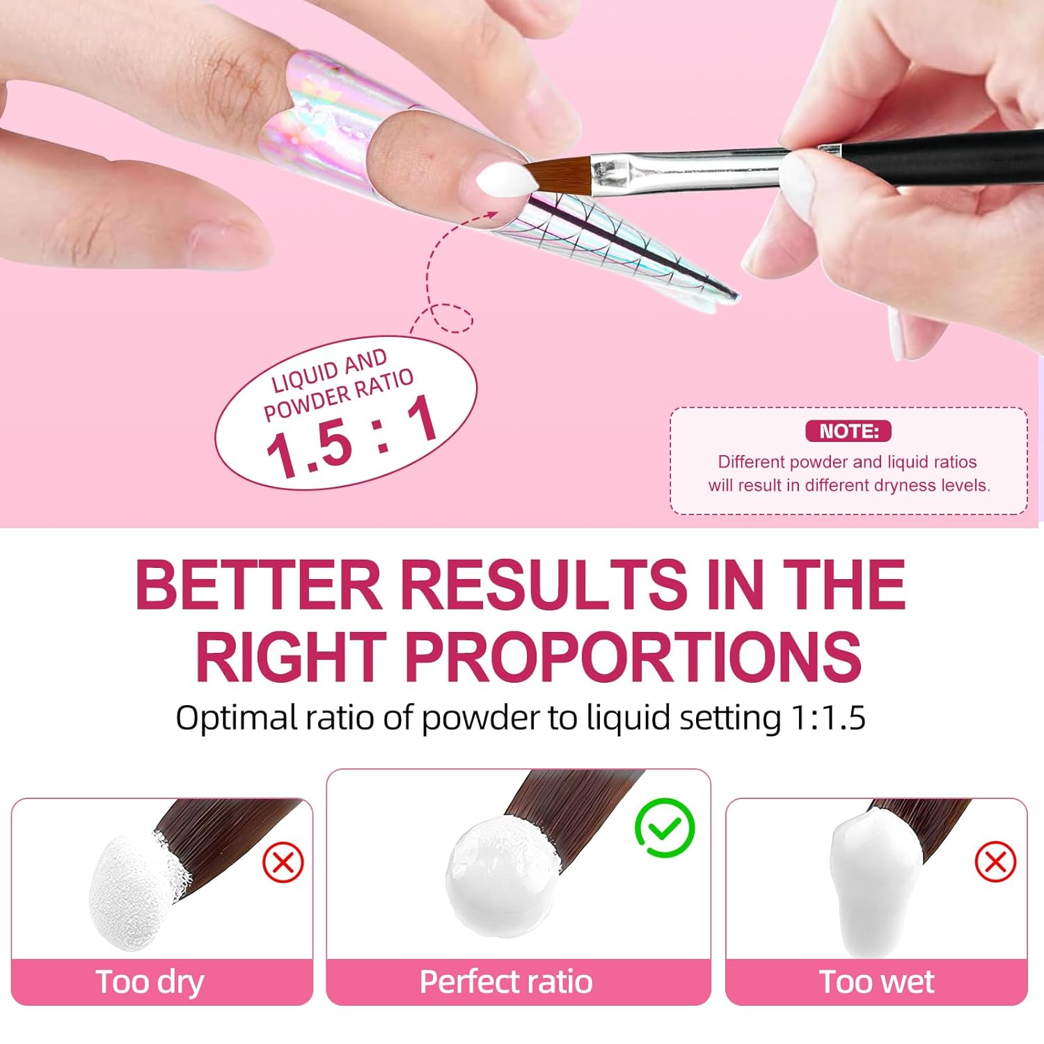 Practice Hand for Acrylic Nails, Acrylic Nail Training Mat , Manicure Trainng Hand Nail Kit for Beginners,Movable Nail Maniquin Hand with 50PCS Nail Tips,Acrylic powder, Brush and Clipper (White)