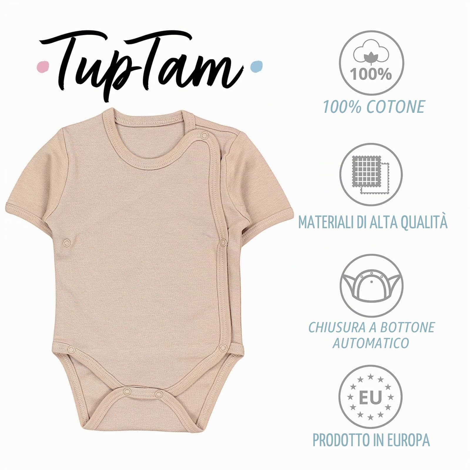 TupTam Body Neonato Cotone – Body Bambino a Portafoglio 5 Pezzi – Certificato OEKO-TEX