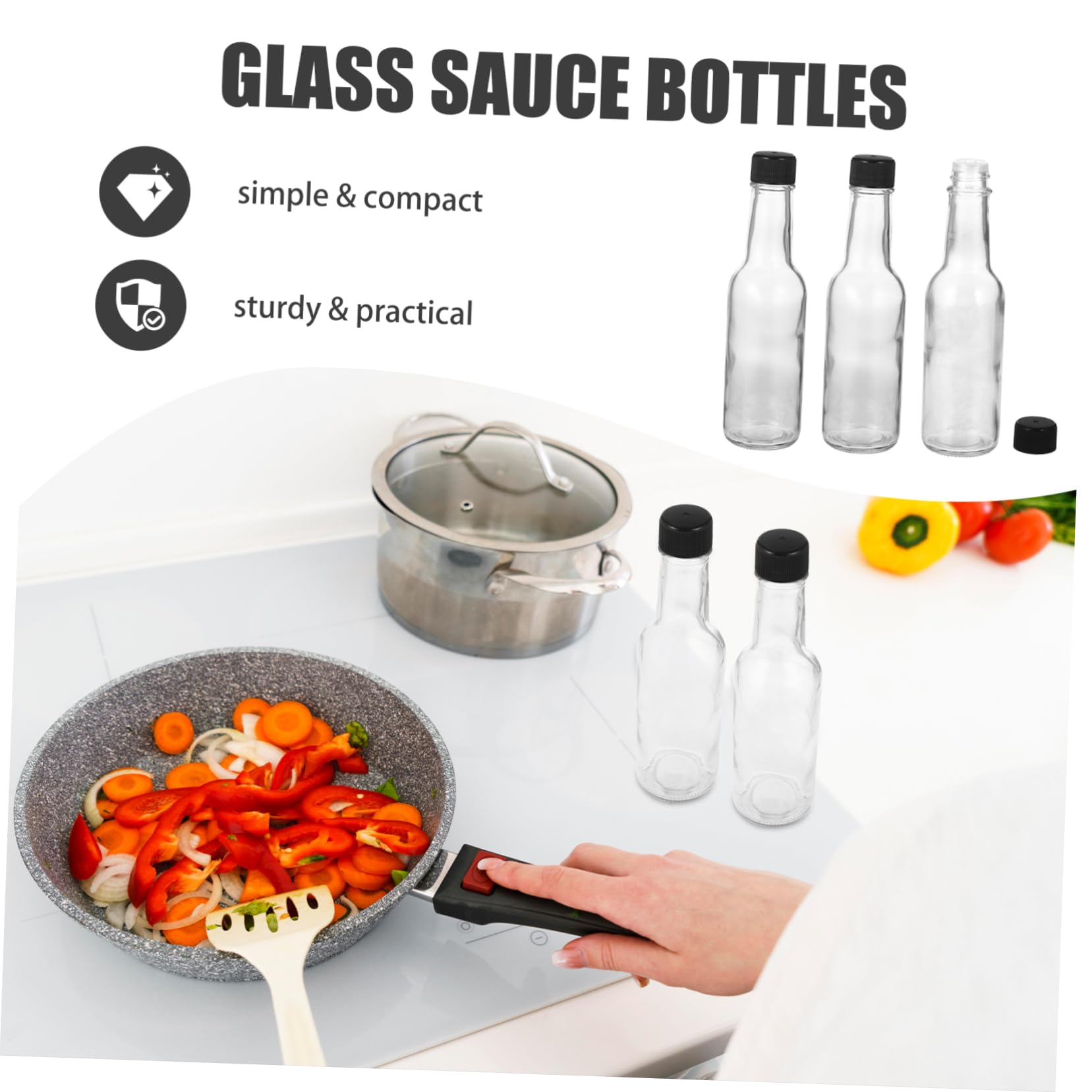 PRETYZOOM 6pezzi Bottiglia per Salse di Vetro Dispenser di Ketchup e Condimento per Insalata Contenitore Salse per Picnic e Viaggi