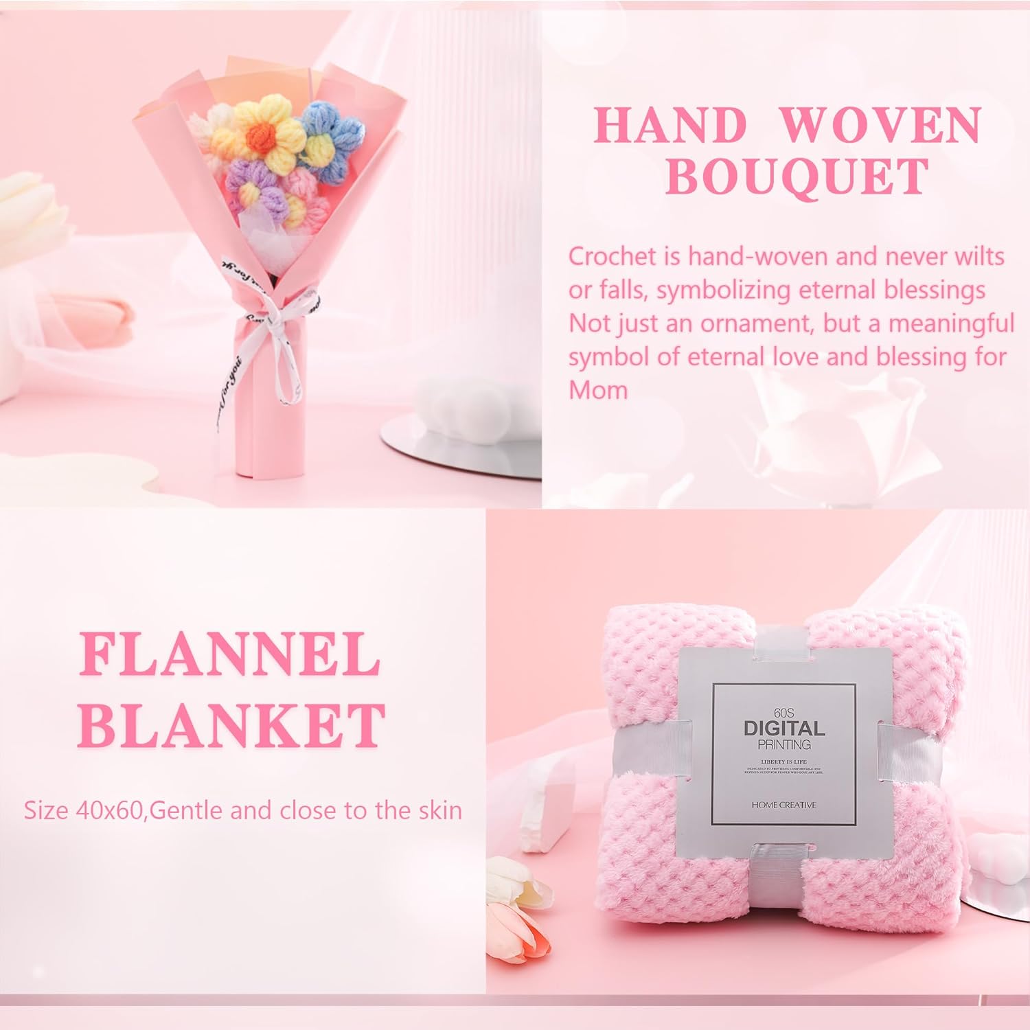 Pink Spa Gift Basket for Women, Self Care Gifts for Birthday Mother's Day Christmas Get Well Soon, Christmas Gift for Women Mom Her Best Friends Sister Wife