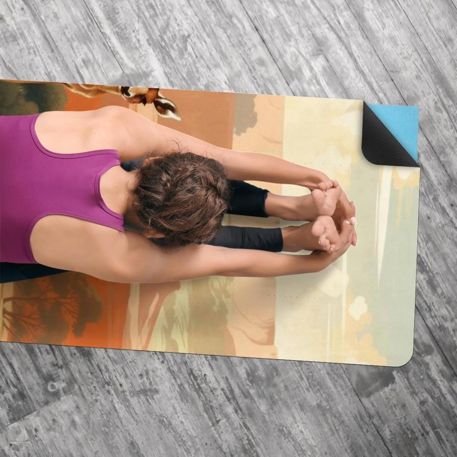 Yoga Towel, Kangaroo Pattern Non Slip Sweat Absorbent Hot Yoga Mat Towel for Hot Yoga, Pilates and Fitness - 72.8" x 26.8"