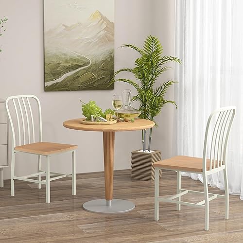 Miniatura 4 de Giantex Juego de 2 sillas de comedor, sillas de cocina de granja con respaldo de listones, marco de metal sólido, sillas auxiliares de comedor con