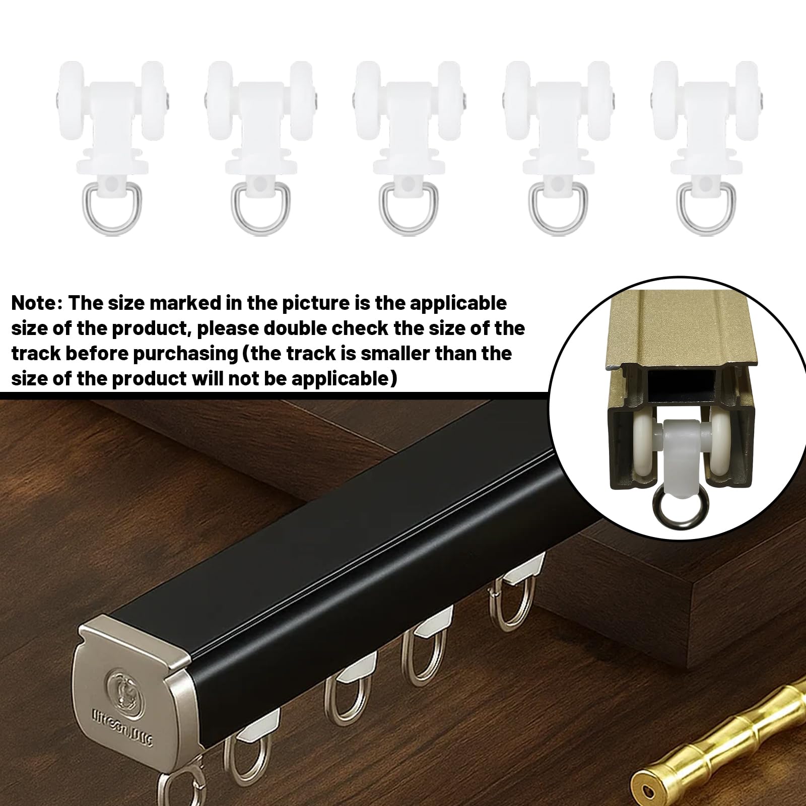 80Pcs Curtain Track Rollers, Double Curtain Track for Smooth Gliding Easy Installation Suitable for Home Office, Hotel Use (White) - Image 3