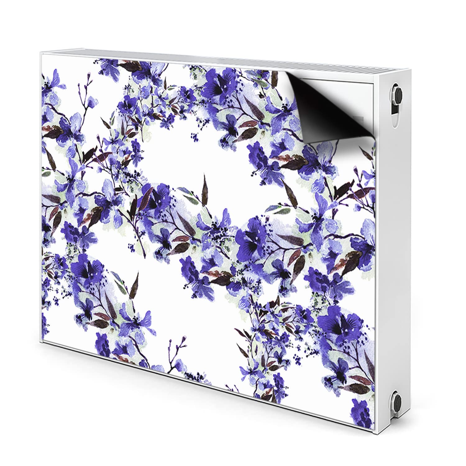 Cache aeration magnétique fleurs bleues tapis radiateur 90x60
