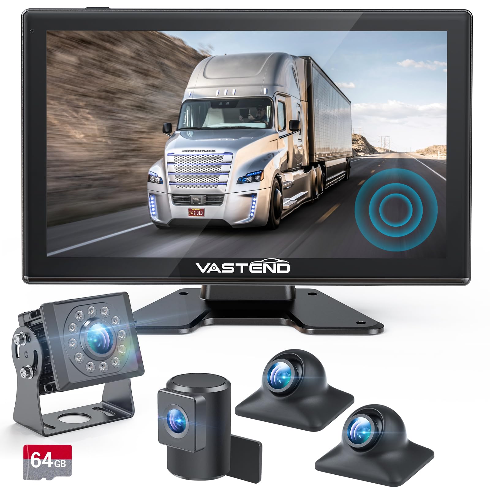 VASTEND Wired Reversing Camera Kit, AHD 1080P Reverse Camera with 10" Touch Screen Monitor, IP69 Waterproof, IR Night Vision, Rear View Cameras for Car, Van, Truck, Trailer (VL-BSD-10A)